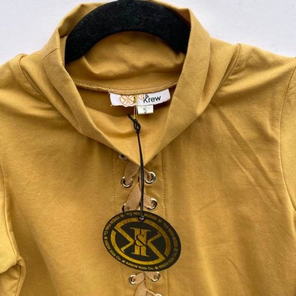 *NWT* 5T Laced up Mustard long sleeve - Picture 6 of 7